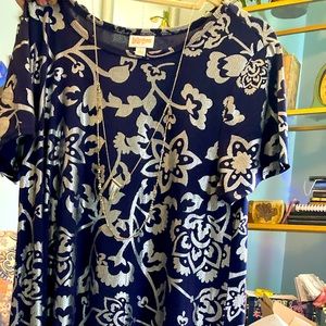 Elegant Lularoe Carly Dress M Silver Black design